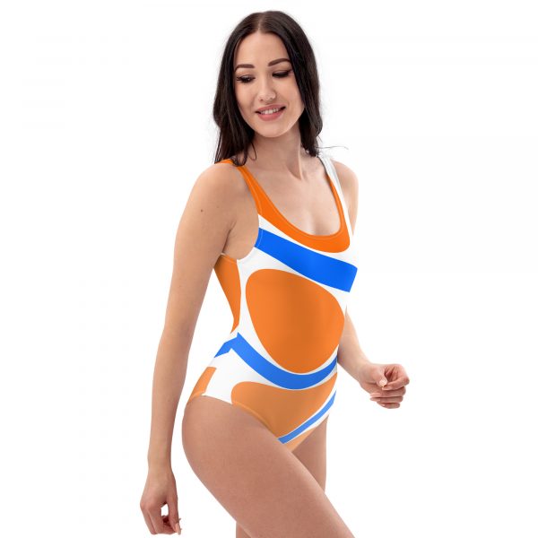 Blue and Orange One-Piece Swimsuit