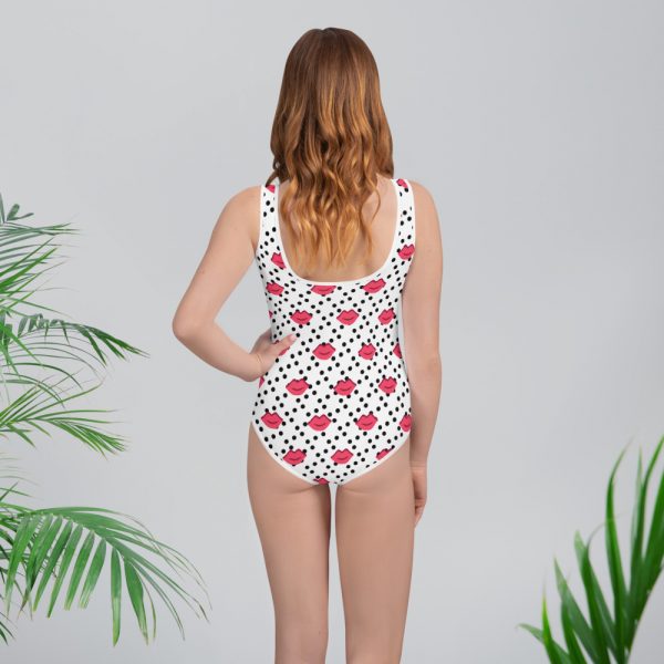 Red Lips Pattern Youth Swimsuit