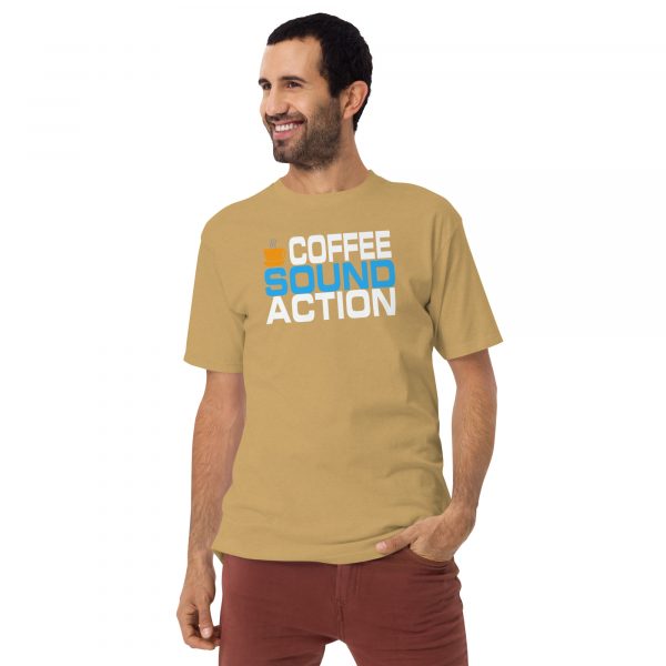Coffee Sound Action Men’s Premium Heavyweight T-Shirt for Sound Engineering