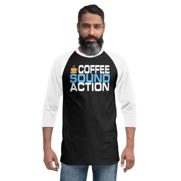 Coffee, Sound, Action 3/4 Sleeve Raglan Shirt