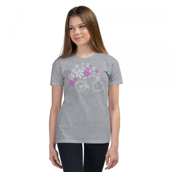Bicycle Flowers Design Youth Short Sleeve T-Shirt