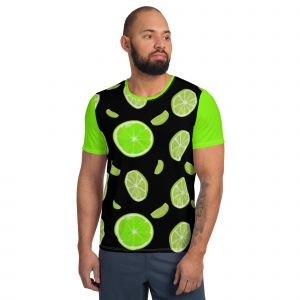 Lime All-Over Print Men's Athletic Fit T-shirt